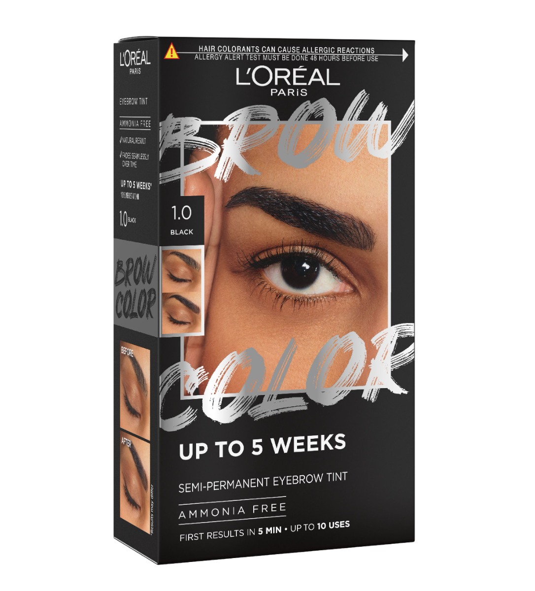 Loréal Paris Brow Color 1.0 Black semi-permanentní barva na obočí 1 ks Loréal Paris