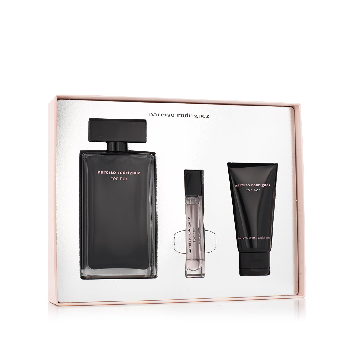 Narciso Rodriguez For Her EDT 100 ml + EDT MINI 10 ml + BL 50 ml W (Pink Cover with Bottle) Narciso Rodriguez