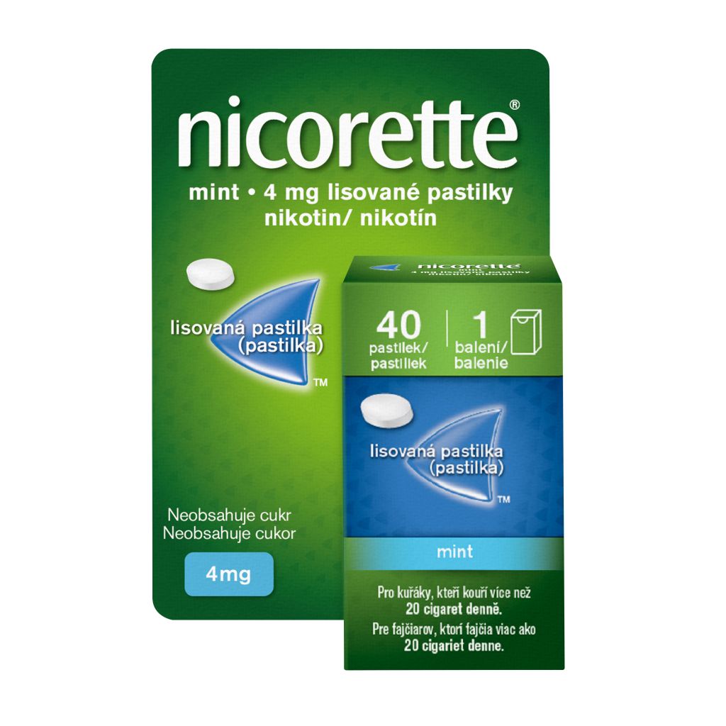 Nicorette Mint 4 mg 40 lisovaných pastilek Nicorette