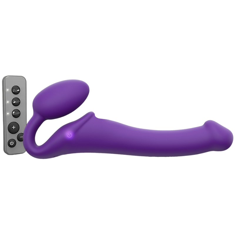 Strap-on-me Vibrační připínací penis Strap On M Violet s ovl. 24cm Strap-on-me