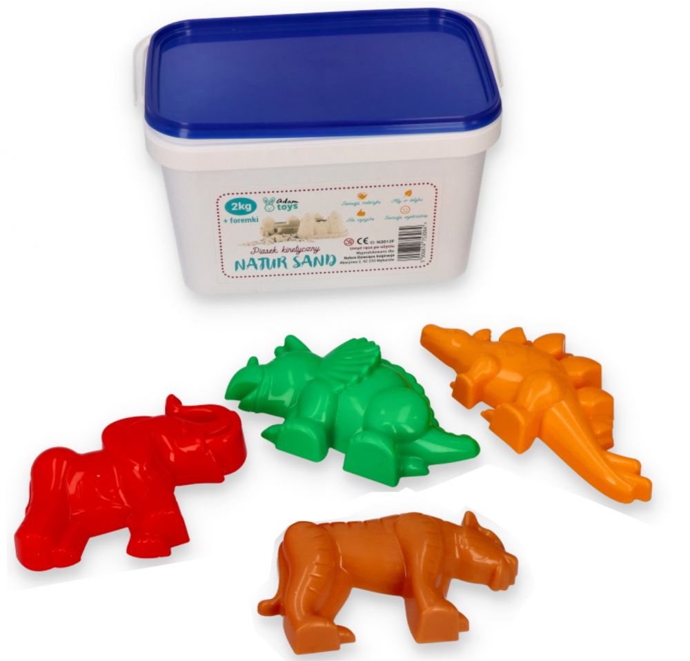 Adam Toys Kinetický písek - přírodní - 2kg + formičky Dinosauři zdarma Adam Toys