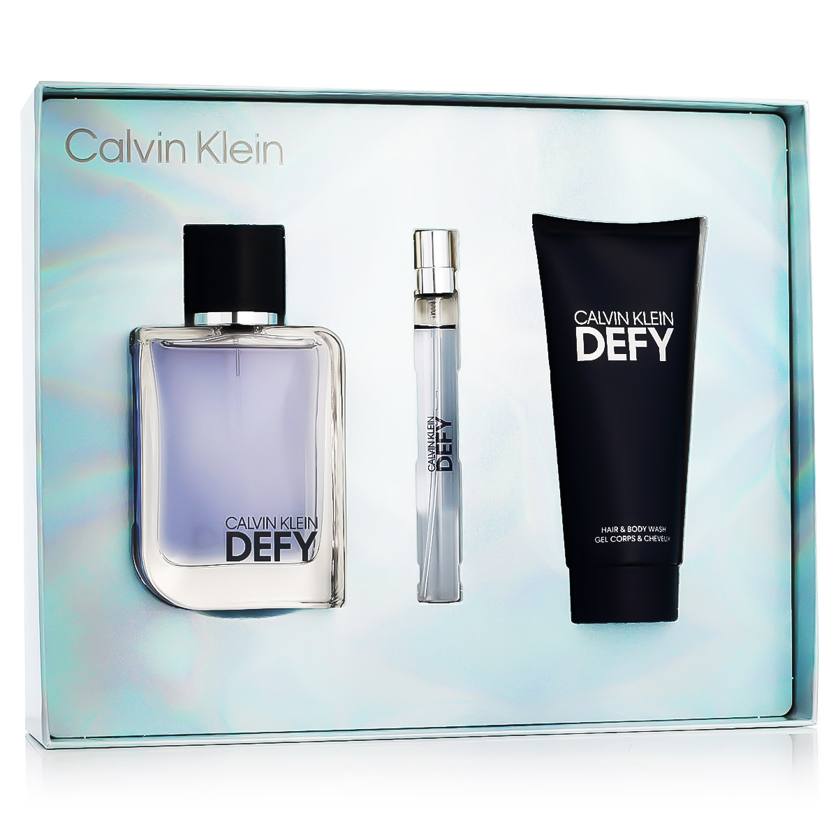 Calvin Klein Defy EDT 100 ml + EDT MINI 10 ml + SG na tělo i vlasy 100 ml M (White Cover with Bottle) Calvin Klein