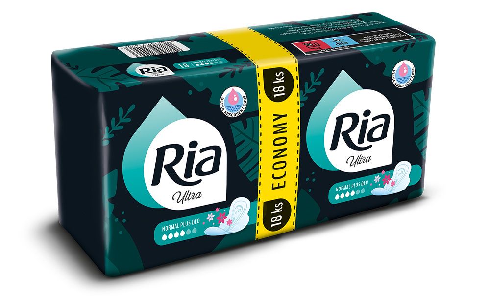 Ria Ultra Normal Plus Deo Economy pack menstruační vložky 18 ks Ria