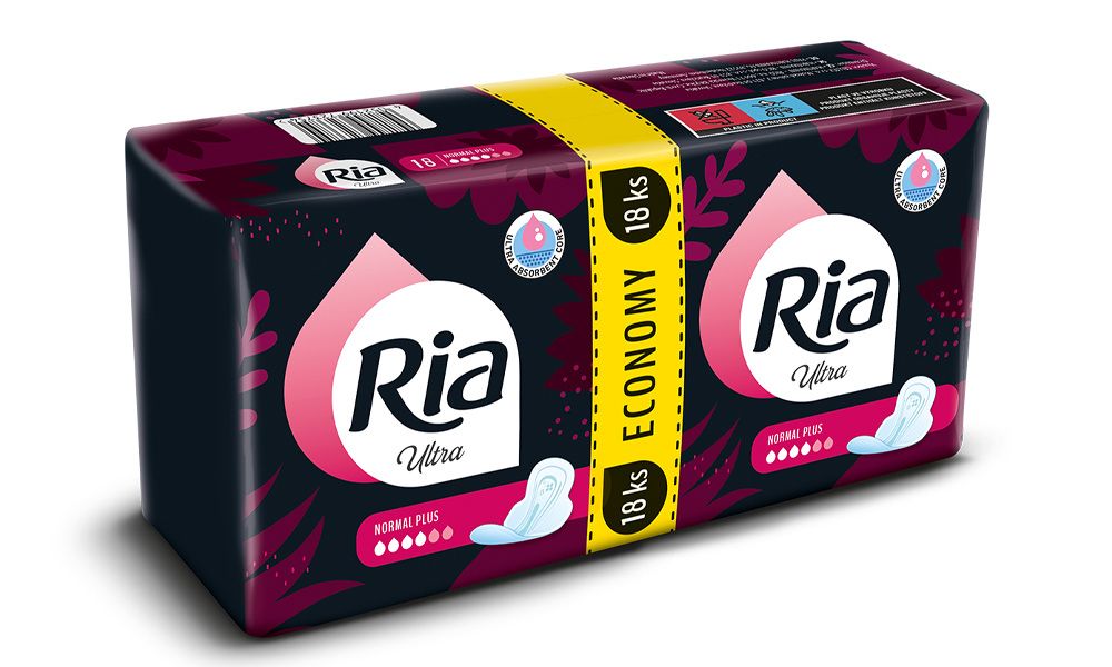 Ria Ultra Normal Plus Economy pack menstruační vložky 18 ks Ria