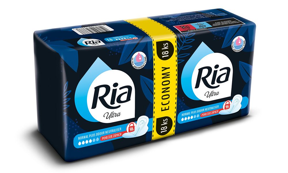 Ria Ultra Normal Plus Odour Neutraliser Economy pack menstruační vložky 18 ks Ria