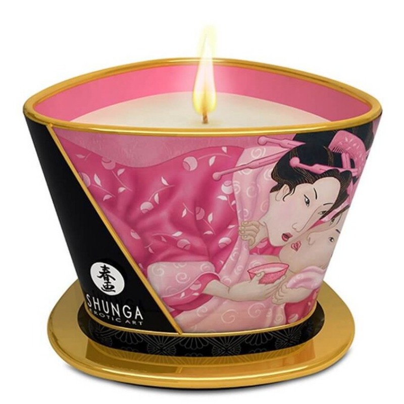 Shunga Libido stimulující masážní svíčka Magic Rose Shunga